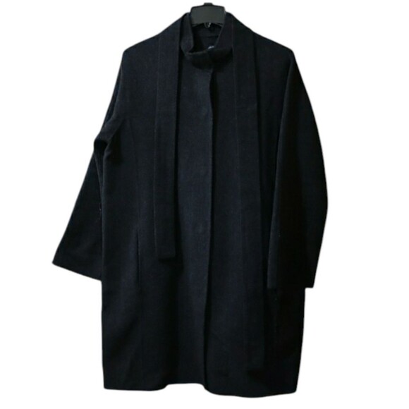 Eileen Fisher Wool Elegant Warm Black Belted Pea Coat Large - Picture 1 of 14